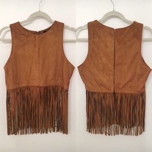 Forever 21 Suede Fringe Tank w/ Zipper